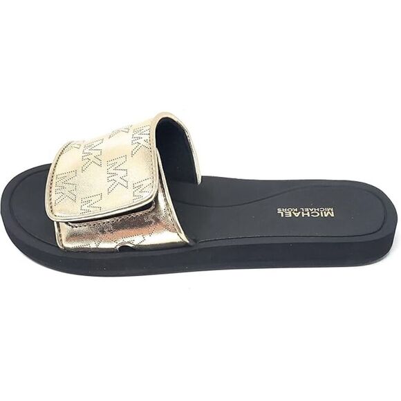 Sz10 nwot michael Kors Janice slide sandals w/logo bling black padded - Picture 1 of 8